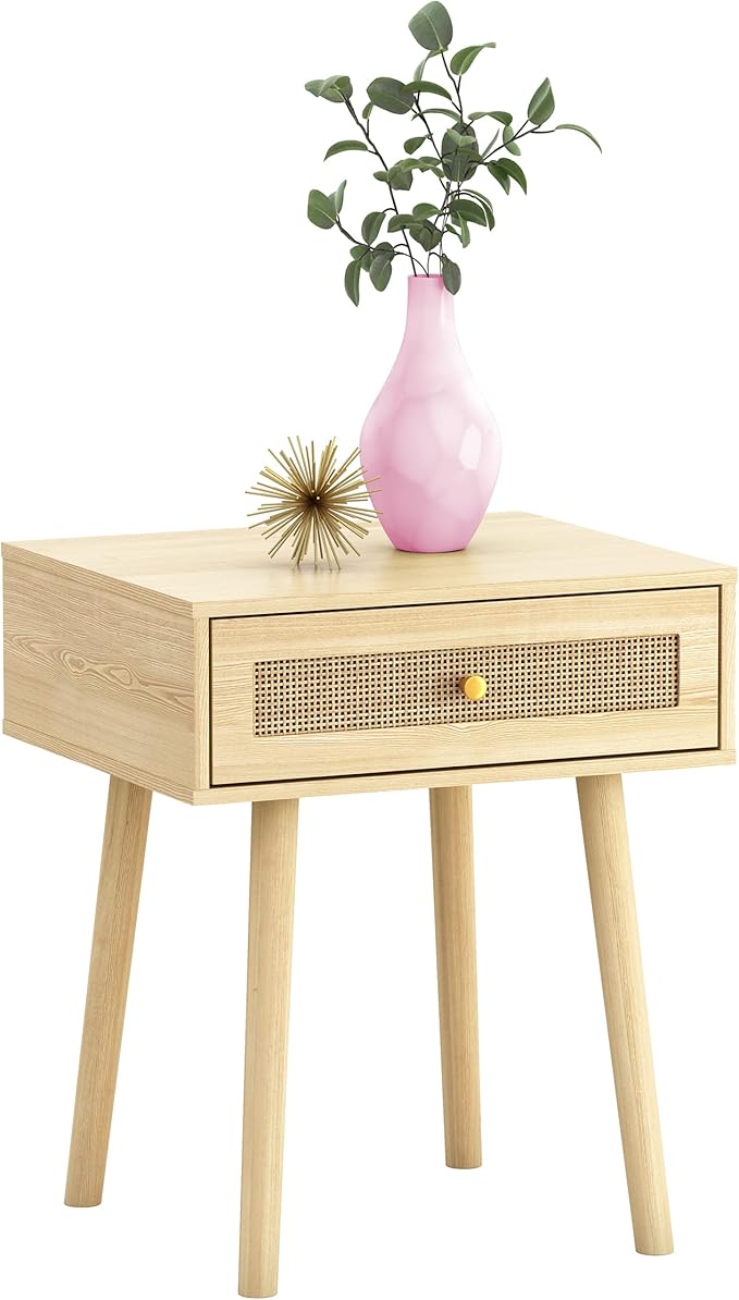 Atlantic Loft & Luv Remy Boho Mid-Century Natural Storage Drawer, Finish Rattan - Image 8