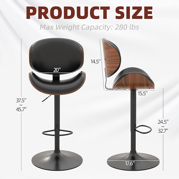 civama Bar Stools Set of 6 for Kitchen Counter, Adjustable Bar Height Chairs - Image 2