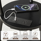 Round Side Table with Power Outlet & USB Ports, 3-Tier End Table with Storage - Image 7