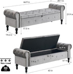 Storage Bench for Bedroom, Velvet 67" End of Bed Bench, King Size Benches - Image 2