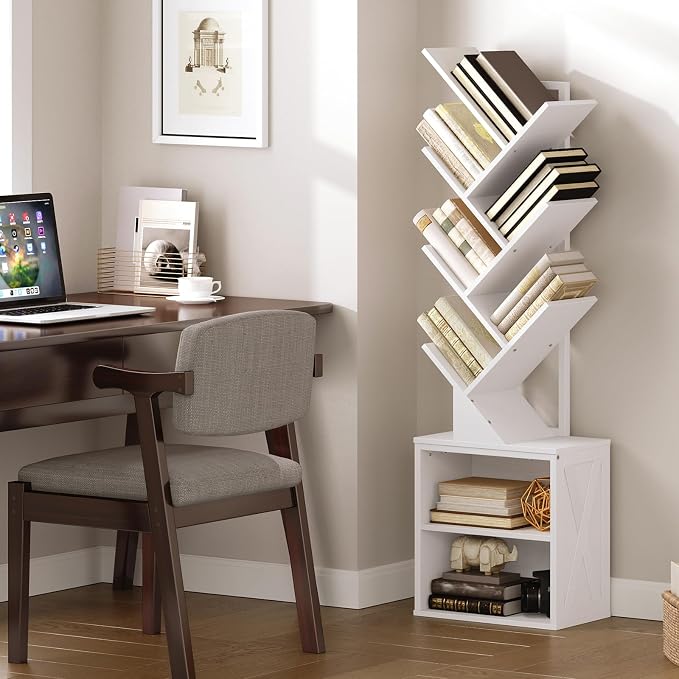 RALGEND Tree Bookshelf, 6 Tier Bookcase - Image 4