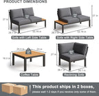 JOYURE 4-Piece Patio Furniture Set, Metal Outdoor Sectional Sofa - Image 2
