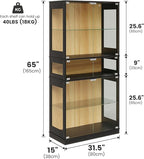 Display Cabinet with Glass Doors & LED Lights, 5 Tier Lighted Display Case - Image 2
