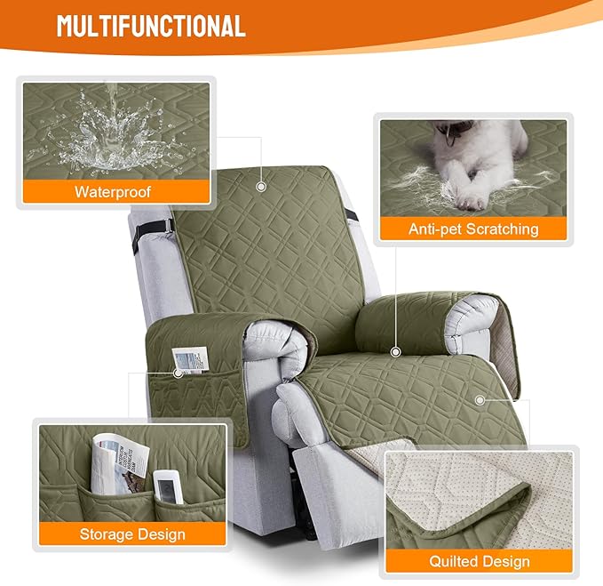VANSOFY 100% Waterproof Recliner Chair Covers, Recliner Cover Non-Slip Dog - Image 7