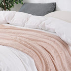 BOURINA Pink Throw Blanket 50 x90 Inches Throw Textured Solid Soft Sofa Throw - Image 3