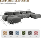 Boneless Sectional Couch, No Assembly Required, 152.7” U Shaped Modular Cloud - Image 3