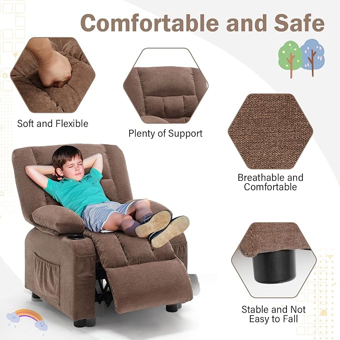 BOSMILLER Kids Recliner Chair， Push Back Toddler Recliner - Image 4