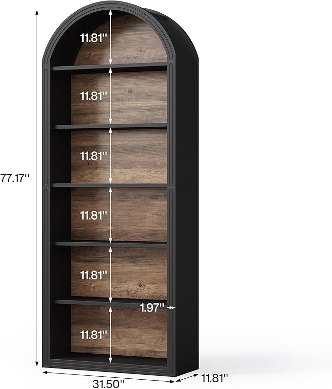 LITTLE TREE 6-Tier Bookcase, Large Freestanding Wooden Open Bookcase Bookshelf - Image 3