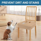 Smiry Waterproof Seat Covers for Dining Room Chairs Set of 8, Stretch Jacquard - Image 6