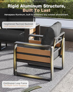 Aoxun Aluminum Patio Furniture Set, 5 Piece Luxury Outdoor Sectional - Image 4