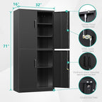 Metal Storage Cabinet with 3 Adjustable Shelves and 4 Doors, Steel Tool Cabinets - Image 3