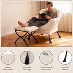 Welnow Lazy Chair with Ottoman, Modern Accent Chair with Armrests and a Side - Image 4