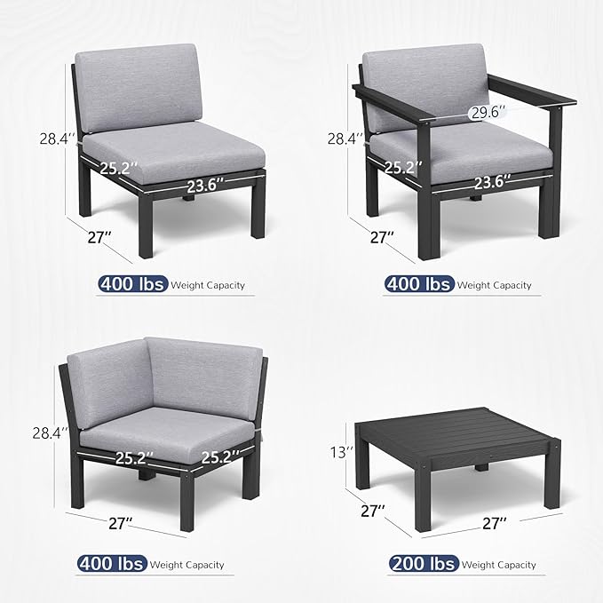 Stoog All-Weather Patio Conversation Set, 6-Piece Modular Outdoor Sectional Sofa - Image 2