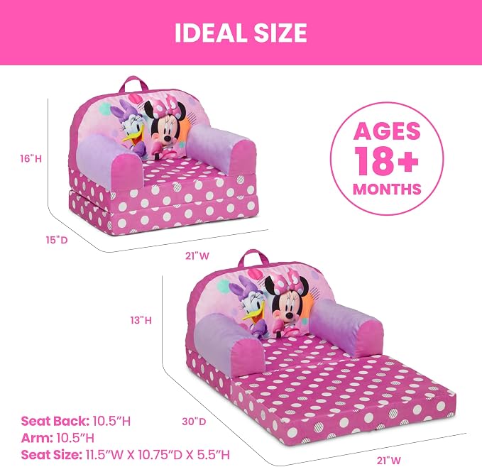 Delta Children - Minnie Mouse Cozee Buddy Flip-Out Kids Chair - Image 3