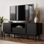 MAISONARIA 63" Black TV Stand, Fluted Entertainment Center by MAISONARIA