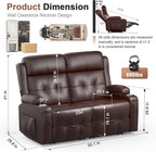Reclining Loveseat, 55.1" RV PU Leather Wall Hugger Recliner Love Seats Sofa - Image 2