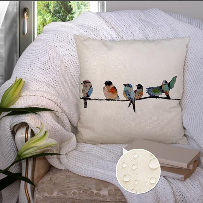 RABUSOFA Outdoor Pillow Covers 22x22 Inch, Outdoor Bird Lumbar Throw Pillow - Image 3