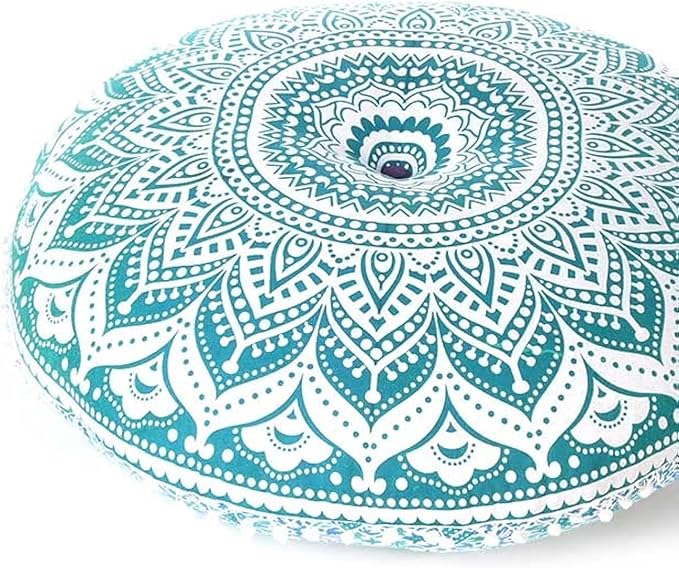 Mandala Floor Pillow Cover Meditation Cushion Seating Throw Hippie Round by EyesofIndia
