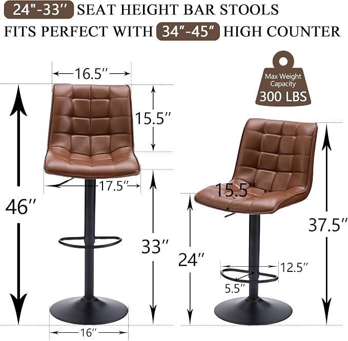 FIRAVOE Counter Height Bar Stools, Swivel Barstools Set of 4 - Image 2