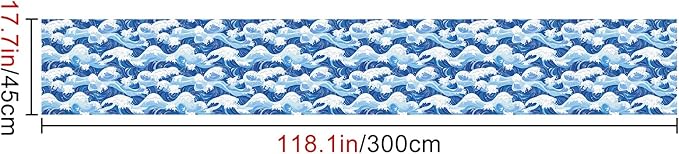 HOMETITUTE Ocean Blue Wave Pattern Wallpaper Peel and Stick Self Adhesive Vinyl - Image 2