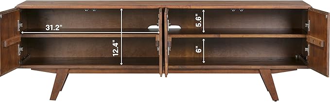 NTC Sapa Mid-Century Modern Solid Wood TV Stand 4-Door Media Console - Image 6