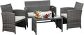 JAMFLY 4 Piece Outdoor Patio Furniture Set, Outdoor Wicker Rattan Chairs by JAMFLY