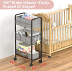 LIDTOP 2In1 Baby Diaper Caddy & 3-Tier Rolling Diaper Cart, Diaper Caddy - Image 7