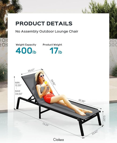 Aluminum Chaise Lounge Ourdoor - Image 2