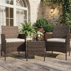 3PCS Outdoor Patio Bistro Set, PE Rattan Wicker Armchairs - Image 8