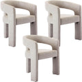 BESTANO Set of 3 Modern PU Leather Upholstered Dining Chairs by BESTANO