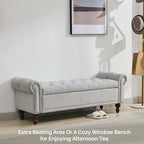 SOFTHION 58.1" Storage Bench Upholstered Velvet End of Bedroom Bed Bench Ottoman - Image 5