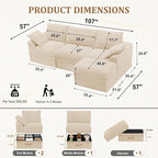 Upgrade Boneless Couch with Storage, Extra Deep&High Seat Modular Sectional - Image 3