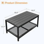 ODK Outdoor Coffee Table with Double-Layer Storage, Rectangle Weather-Resistant - Image 3