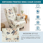 KRFOONN Velvet Wing Chair Slipcovers 2 Piece Stretch Printed Wingback Chair - Image 5