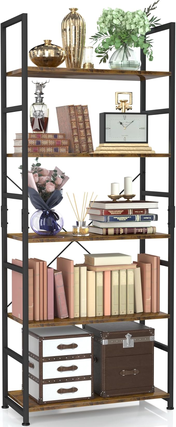 NUMENN 5 Tier Bookshelf, Tall Bookcase Shelf Storage Organizer, Modern Book by NUMENN