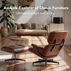 Top Grain Leather, Mid Century Chaise Lounge Chair and Ottoman, Reading Chair - Image 4