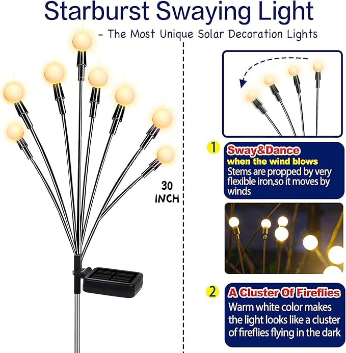 TONULAX Solar Garden Lights 8 Pack - Image 2