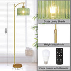 QIYIZM Glass Floor Lamp for Living Room, Mid Century Modern Brass Tall Lamp - Image 5