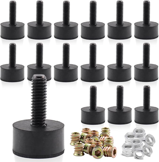 5/16 Rubber Adjustable Furniture Leveler，16 Pack Leveling Feet Screws in by DIYfurniturerepairtools