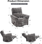 Rocking Chair Nursery with Adjustable Headrest, Manual Swivel Rocker Recliner - Image 3