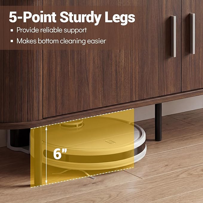 Tangkula Fluted TV Stand for TVs up to 60”, Mid Century Curved Entertainment - Image 5