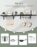 CHOEZON Wall-Mounted Pot Racks, Floating Shelves, Vintage Pot Hangers - Image 5