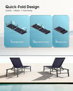 Ciokea Foldable Outdoor Lounge Chair, No Assembly Patio Chaise Lounge Outdoor - Image 3