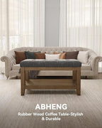 ABHENG Solid Rubber Wood Shoe Bench, Soft Chenille Material Upholstered Seat - Image 4