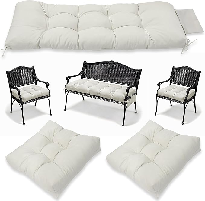 3 Pcs Wicker Chair Cushions Patio Loveseat Chaise Cushion Set by YDDSKY