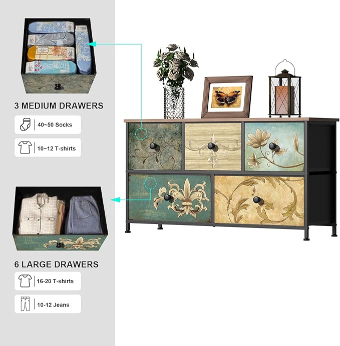 Tohomeor Dresser with Drawers for Bedroom Chest of Drawers Fabric Dresser for - Image 4