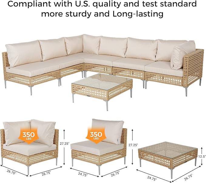Grand patio 4-Piece Wicker Patio Furniture Set, Boho Outdoor Conversation Set - Image 6