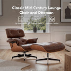 Top Grain Leather, Mid Century Chaise Lounge Chair and Ottoman, Reading Chair - Image 3