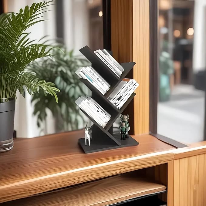 Godferyxin Book Tree Bookshelf, 5-Tier Wood Bookshelf Tree Bookcase - Image 4