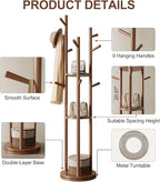 Muwuele Solid Wood Rotary Coat Rack, Freestanding Coat Rack - Image 5